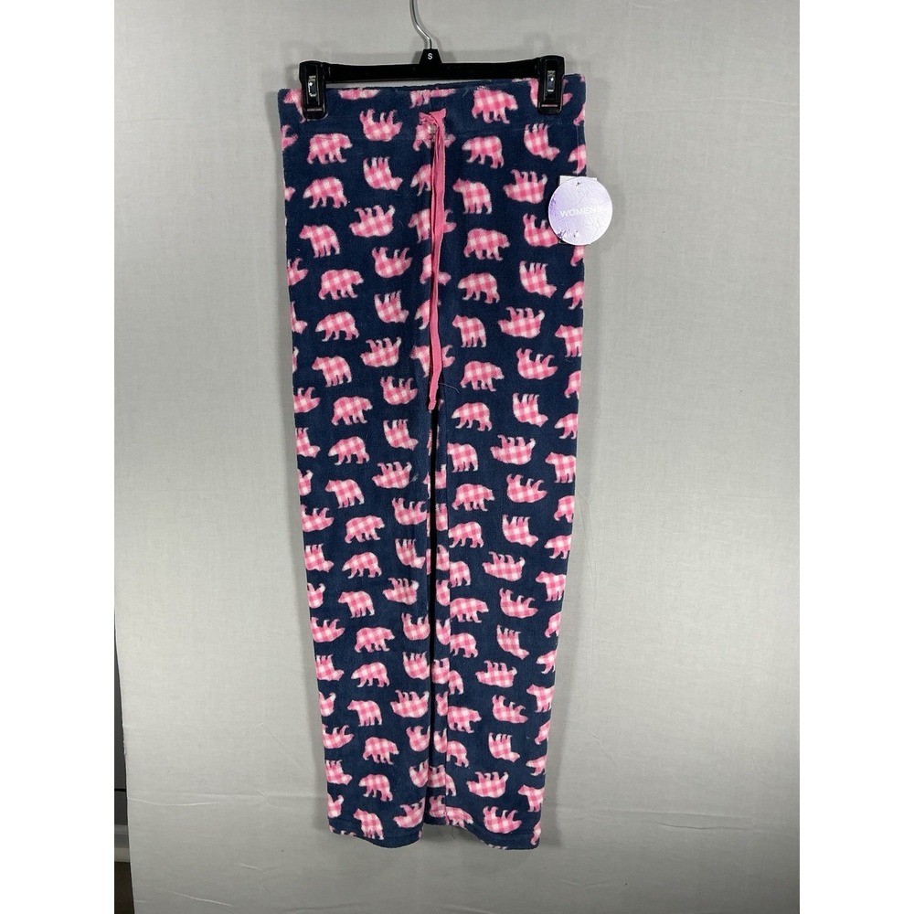Canyon Creek Womens XS Fleece Pajama Pants Blue Pink Bear Print NWT Cozy